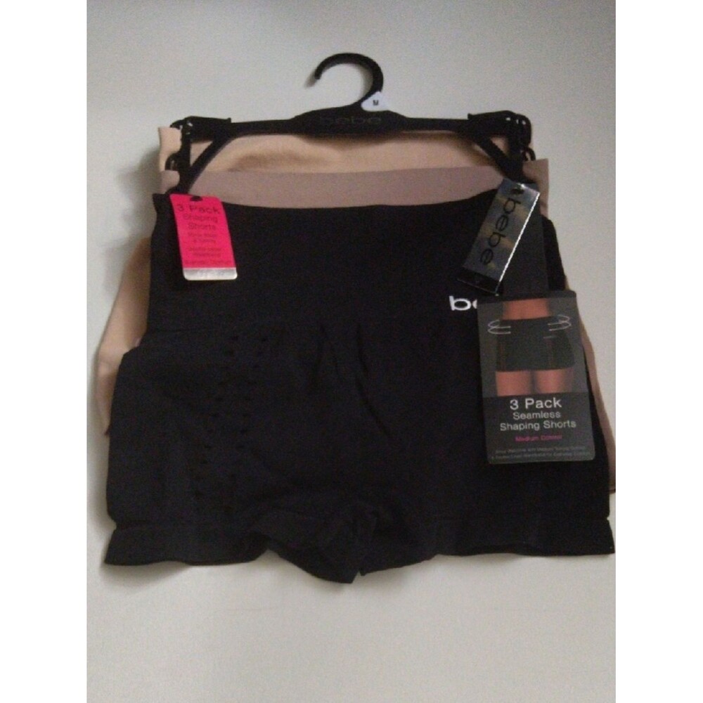 bebe Seamless Shaping Shorts - Black & Nude 3 Pack Size M